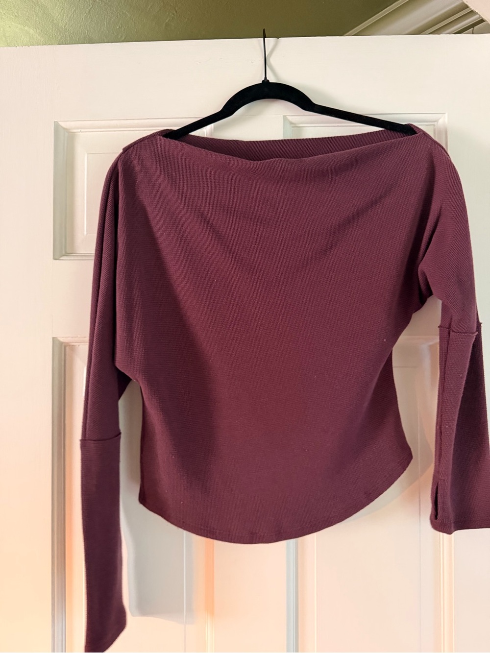Free People Off Shoulder Long-Sleeve Top in Plum